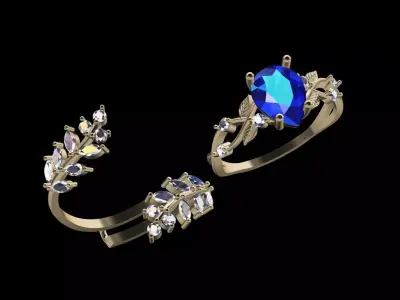  Dual Detachable Ring - Leaf Design 3D print model