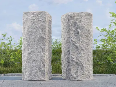 Granite Stone Bollard Photoscan 3D model