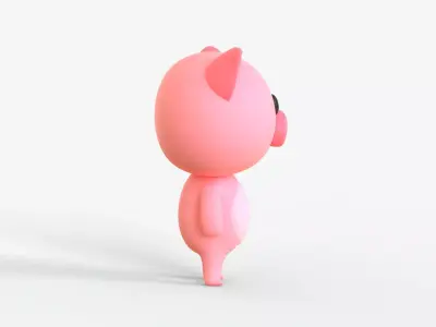 Little Funny Pig Animated  Low-poly 3D model