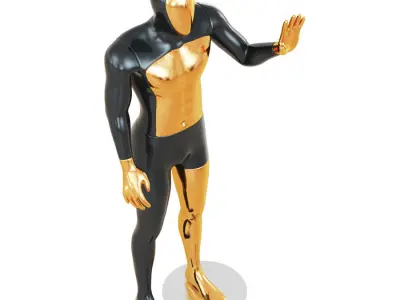 Faceless male mannequin with a gold face 53 3D model