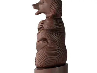 Wooden sculpture Bear 3D model