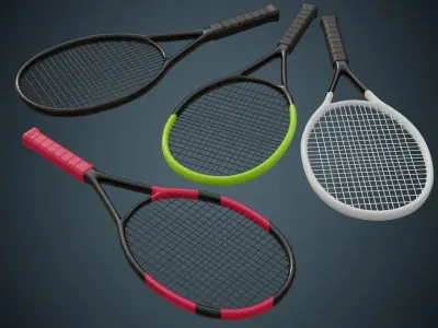 Tennis Racquet 1A Low-poly 3D model
