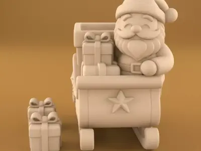 Cute Santa Sleigh Planter Christmas Decor Organizer STL 3D print model