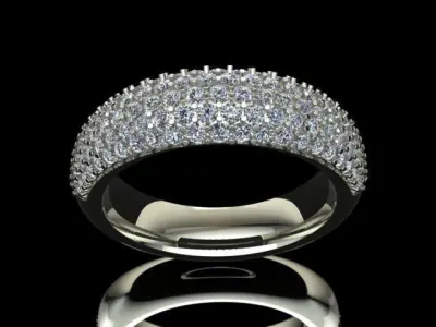 Golden Luxury Diamond Pave Ring 3D print model