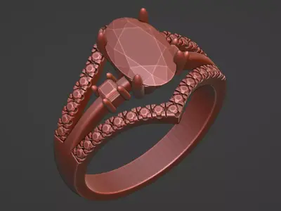 oval diamond ring 3D print model