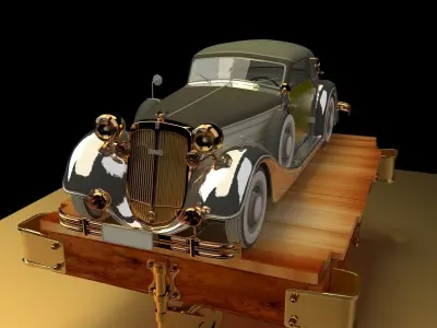 Chinese display stand with antique car 3D model