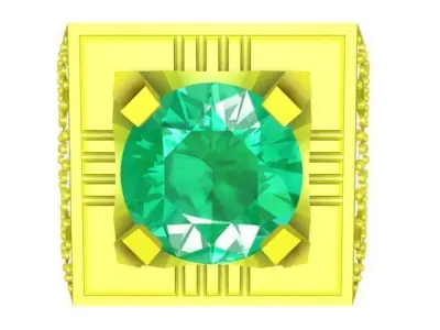 Luxury Square Signet Gemstone Ring Jewelry 3D Model  4820 3D print model