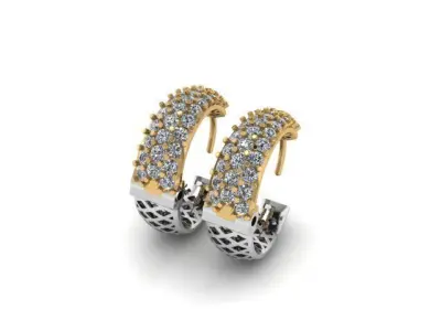Hoop Diamonds Earrings 3D print model