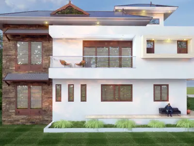 modern traditional house design 3D model