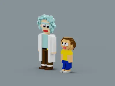 Voxel Rick and Morty Low-poly 3D model