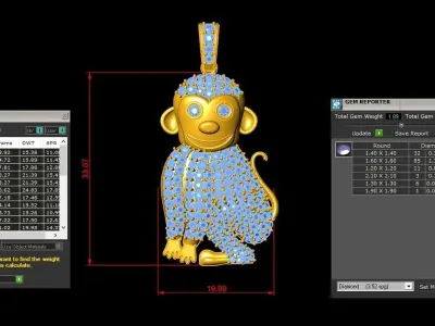 Monkey Pendant jewelry  3D model purchase