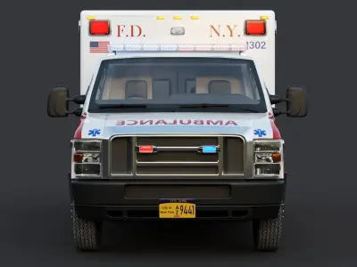 Ambulance FDNY 2010 Low-poly 3D model