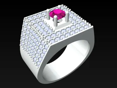 Diamond Rings - Mens Ring - N5152 3D print model