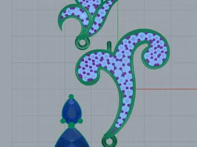 Floral earrings 3D print model