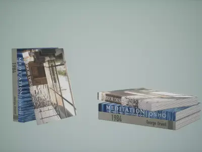 Books Low Poly Game Ready two Low-poly 3D model