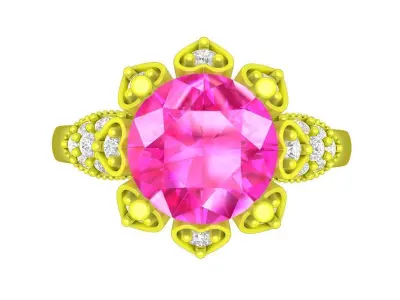 A7475 Fashion Heart Diamond Women Ring 3D Model 3D print model