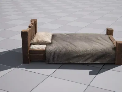 Medieval Bed Low-poly 3D model