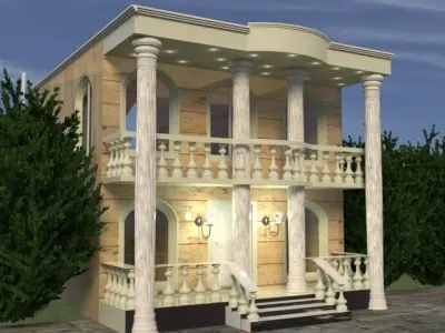 object set of wooden railings 3D print model