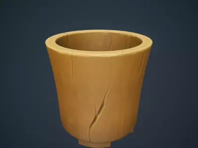 Stylized Wood Vase Low-poly 3D model