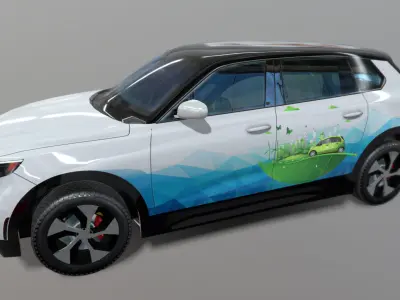 ENEVA electric futuristic car Low-poly 3D model