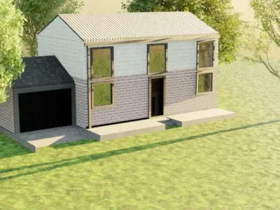 House with interior  Low-poly 3D model