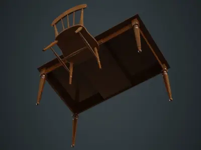 Table And Chair 2A Low-poly 3D model
