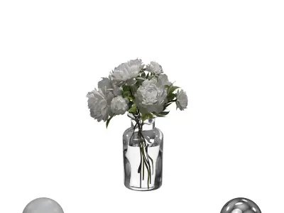 Tall White Peony Bouquet 3D model