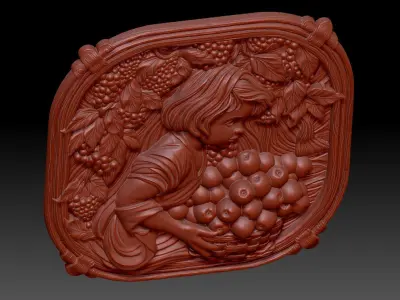 A child with apples 3D print model