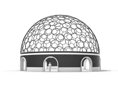 Geodesic Dome Circle Pattern Pavilion Architectural Structure  3D model