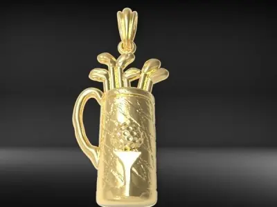 Golf Bag  Clubs  Sports Pendant Necklace JEWELRY 3D print model