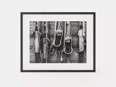 Father s ski - Black and white photograph printed on photo paper Low-poly 3D model