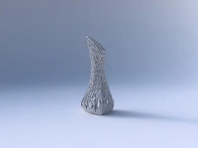Vase puffy tappered triangle with twisted lattice tiles 3D print model