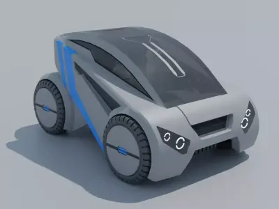 Sci-fi car Low-poly 3D model