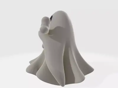 Cute Ghost with Bone Spooky Halloween Decor Ghost Figurine 3D print model