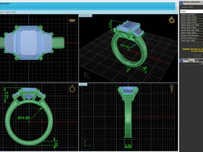 Emerald Single Prong Woman Wedding Rings 3D print model