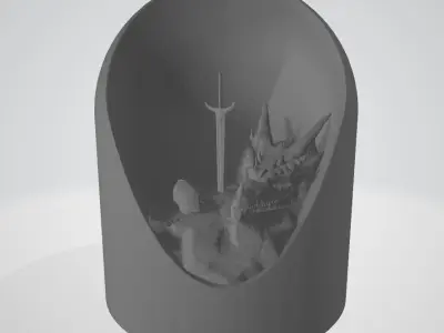 Dragon and Knight Fantasy - LED Light Up Diorama 3D print model