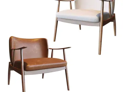 TROUBADOUR NATURAL WOOD FRAME CHAIR 3D model