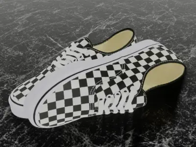 VANS AUTHENTIC GOLDEN COAST BLACK WHITE 3D SHOES  Low-poly 3D model