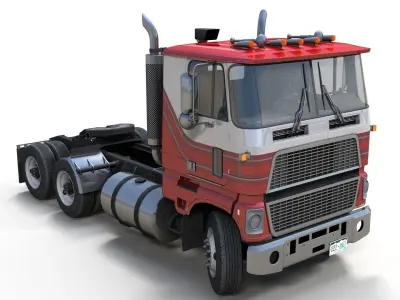 American daycab cabover semitruck Low-poly 3D model