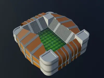 Football Stadium - Brown Low-poly 3D model