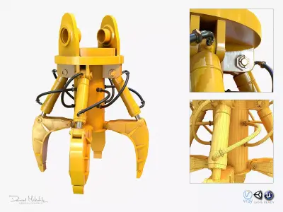 Mechanical Arm PBR Riged Low-poly 3D model