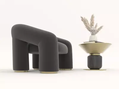 Modern Coffee Table and Armchair Set 79 3D model