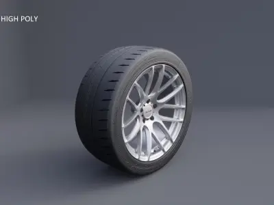 XIX XF-43 car wheel tyre and rim Low-poly 3D model