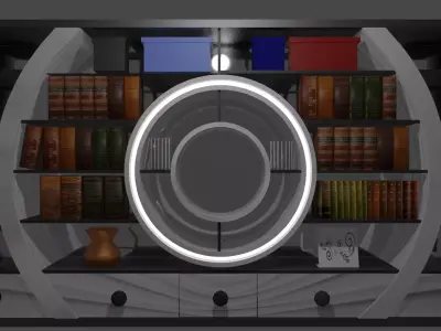 BOOKCASE room with bookshelves and mirror Free 3D model