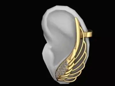 Earring gold and diamond ring 3D print model