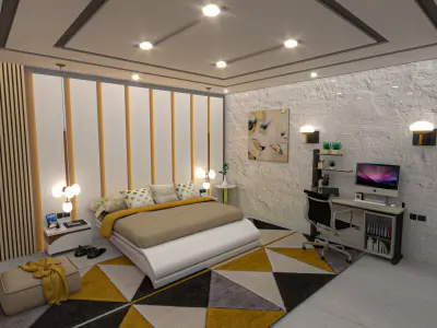 LUXURY AND STYLISH 3D BEDROOM 3D print model