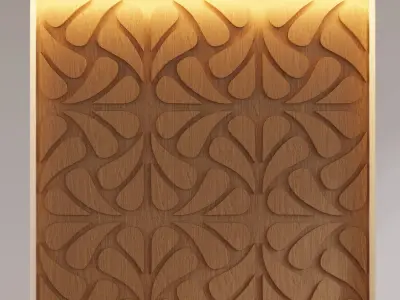Decorative Wooden Wall Model 13 Low-poly 3D model