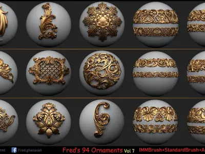Fred ORNAMENT BRUSH Vol 7 - IMMBRUSH-3DModels-ALpha Low-poly 3D model