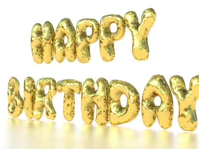 HAPPY BIRTHDAY BALLOONS Low-poly 3D model