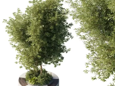 Urban Environment - Urban Furniture - Green Benches  Low-poly 3D model